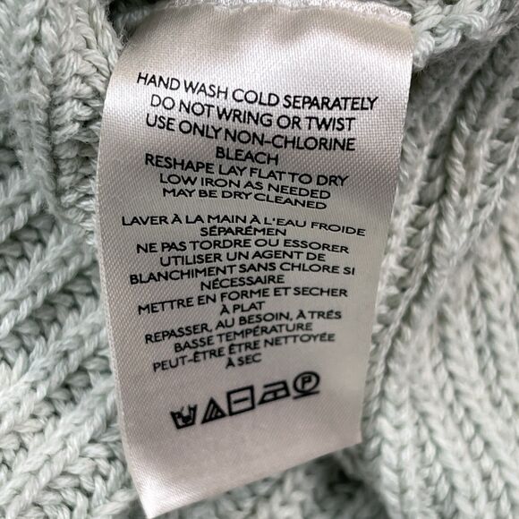 Free People Marlie Pullover Sweater Size Large Oversized Cotton Blend Mint Green - Picture 10 of 10